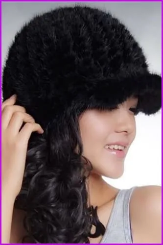 Knitted Mink Fur Baseball Cap