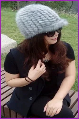 Knitted Mink Fur Baseball Cap