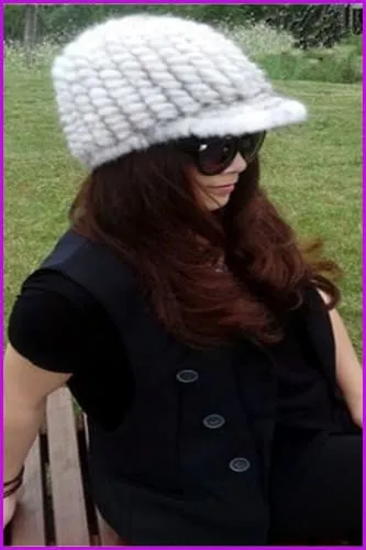 Knitted Mink Fur Baseball Cap