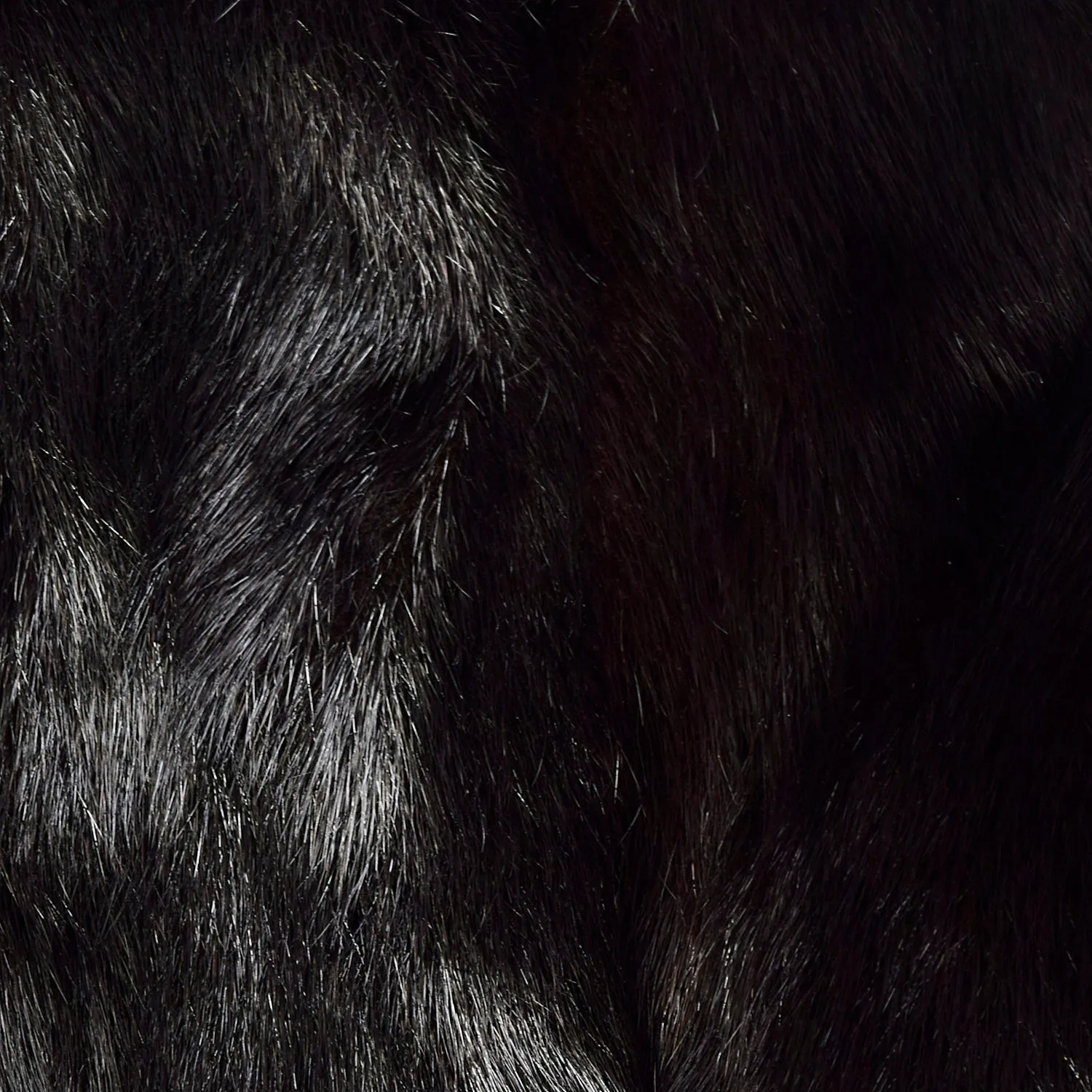 Large 1980s Black Mink Coat with Fox Fur Lapel