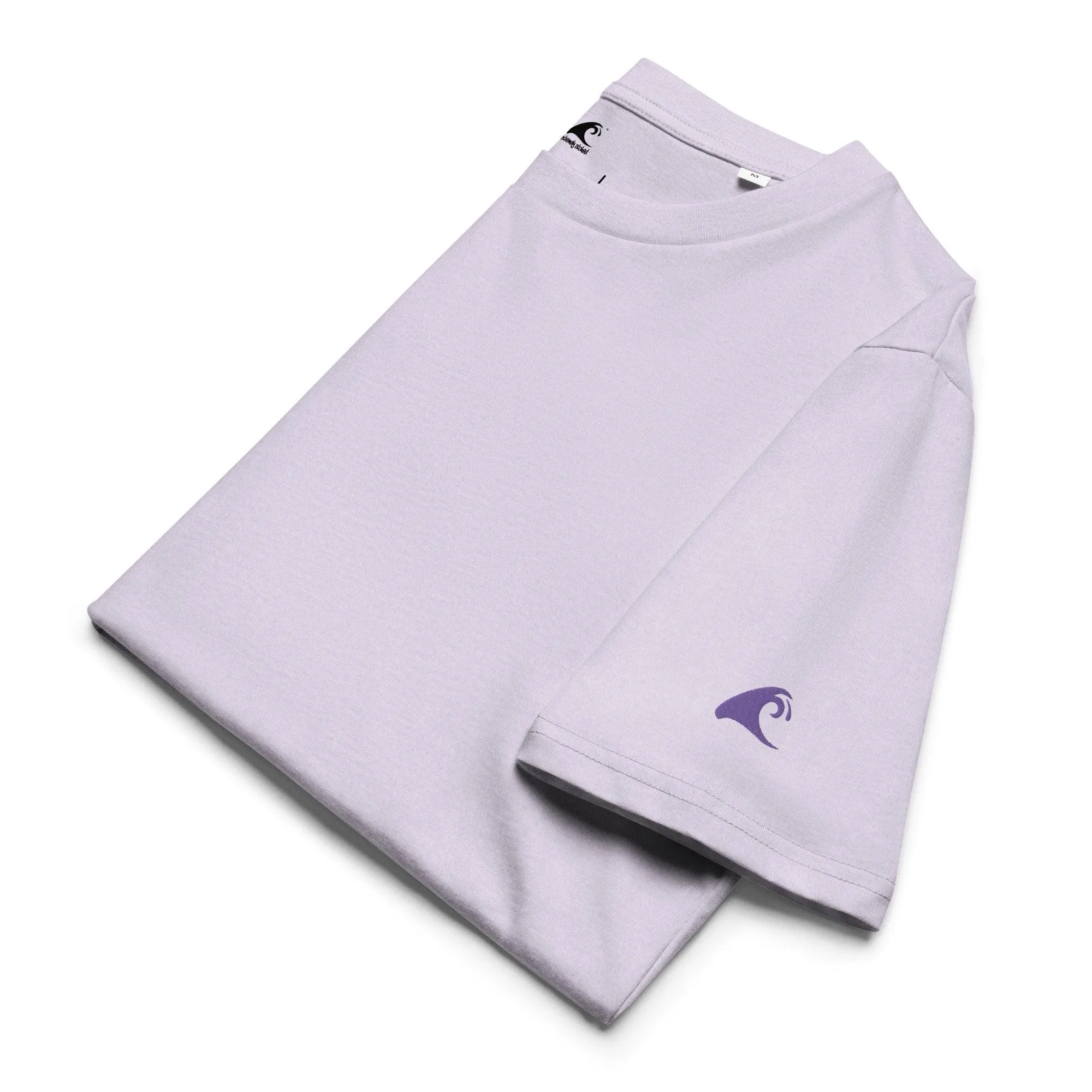 Lavender Organic Cotton T-Shirt w/ Purple Extremely Stoked Epic Wave Logo on Sleeve (Embroidered)