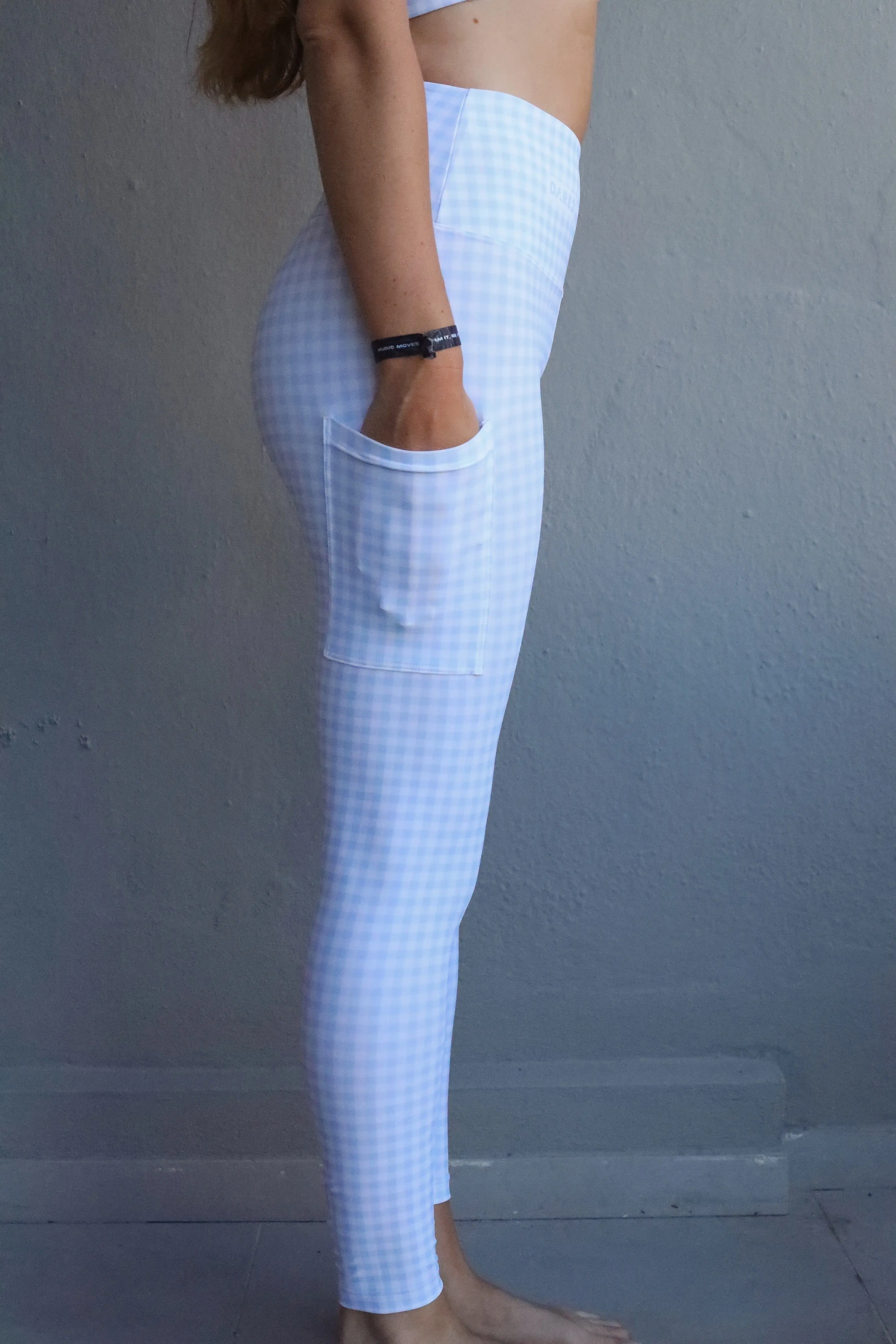Light Blue Vichy High-Waisted Tights