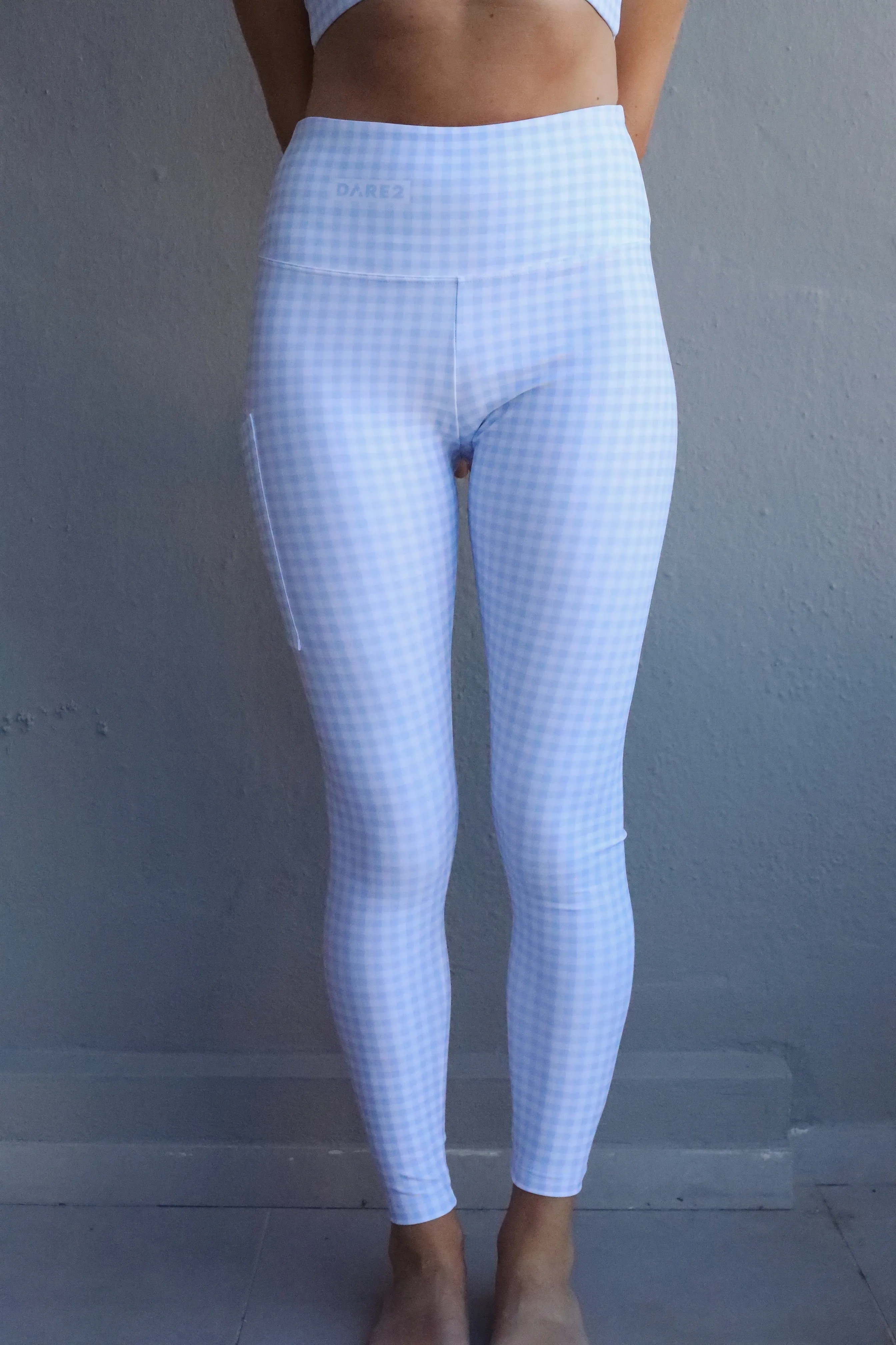 Light Blue Vichy High-Waisted Tights
