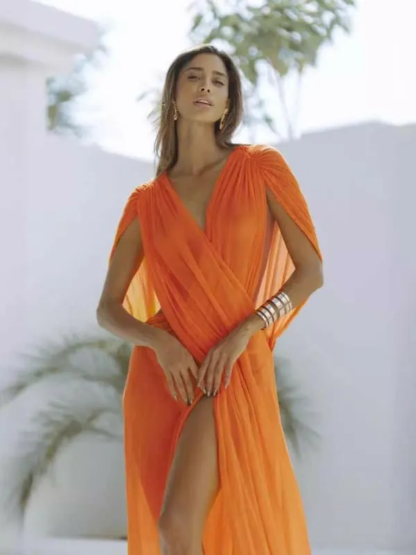 Lime Green Slightly See-thru Sleeveless Dress for Beach Vacation