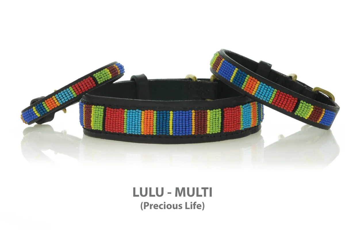 LULU MULTI (Precious Life) Maasai Beaded Collars and Leashes