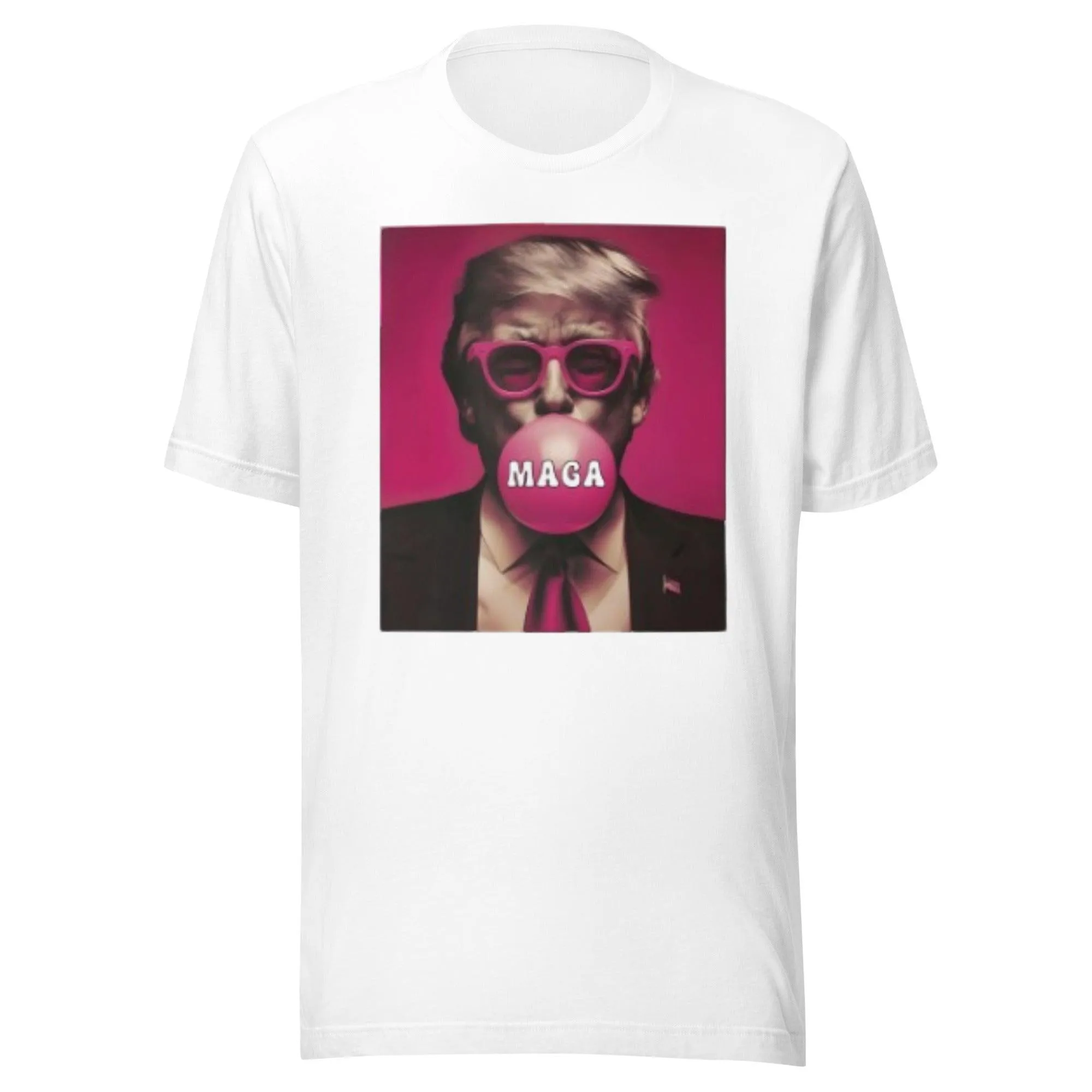 Maga Tshirt Trump Blowing Maga Bubble Gum Short Sleeve 100% Cotton Crew Neck Top
