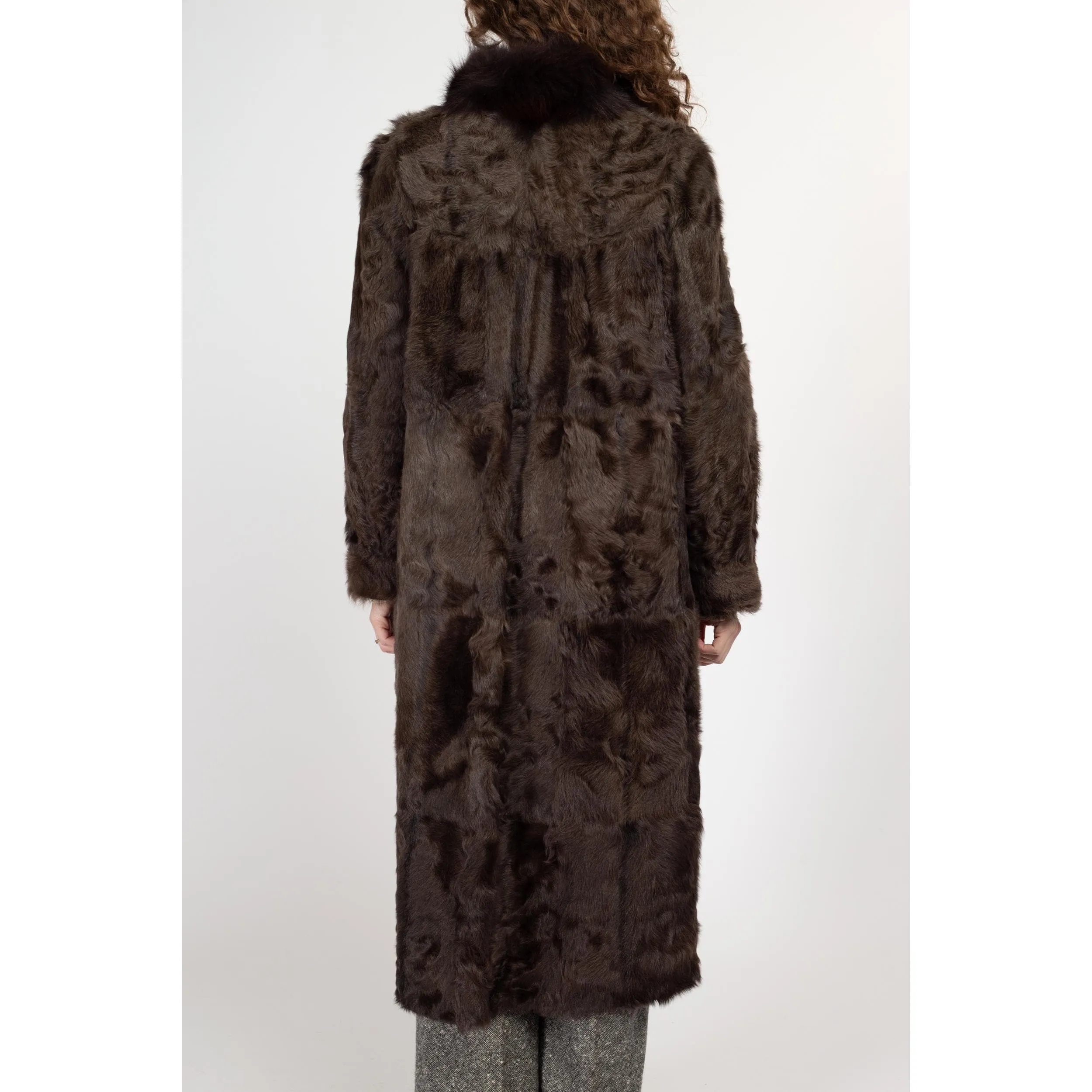 Medium 90s Dark Brown Leather & Fur Reversible Coat