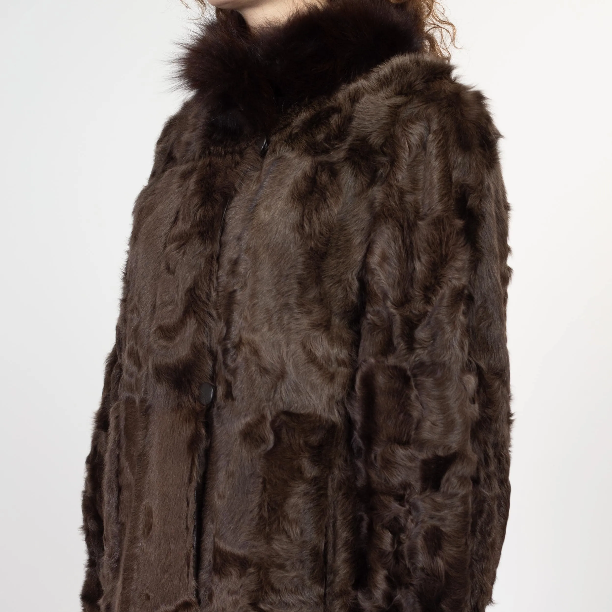 Medium 90s Dark Brown Leather & Fur Reversible Coat
