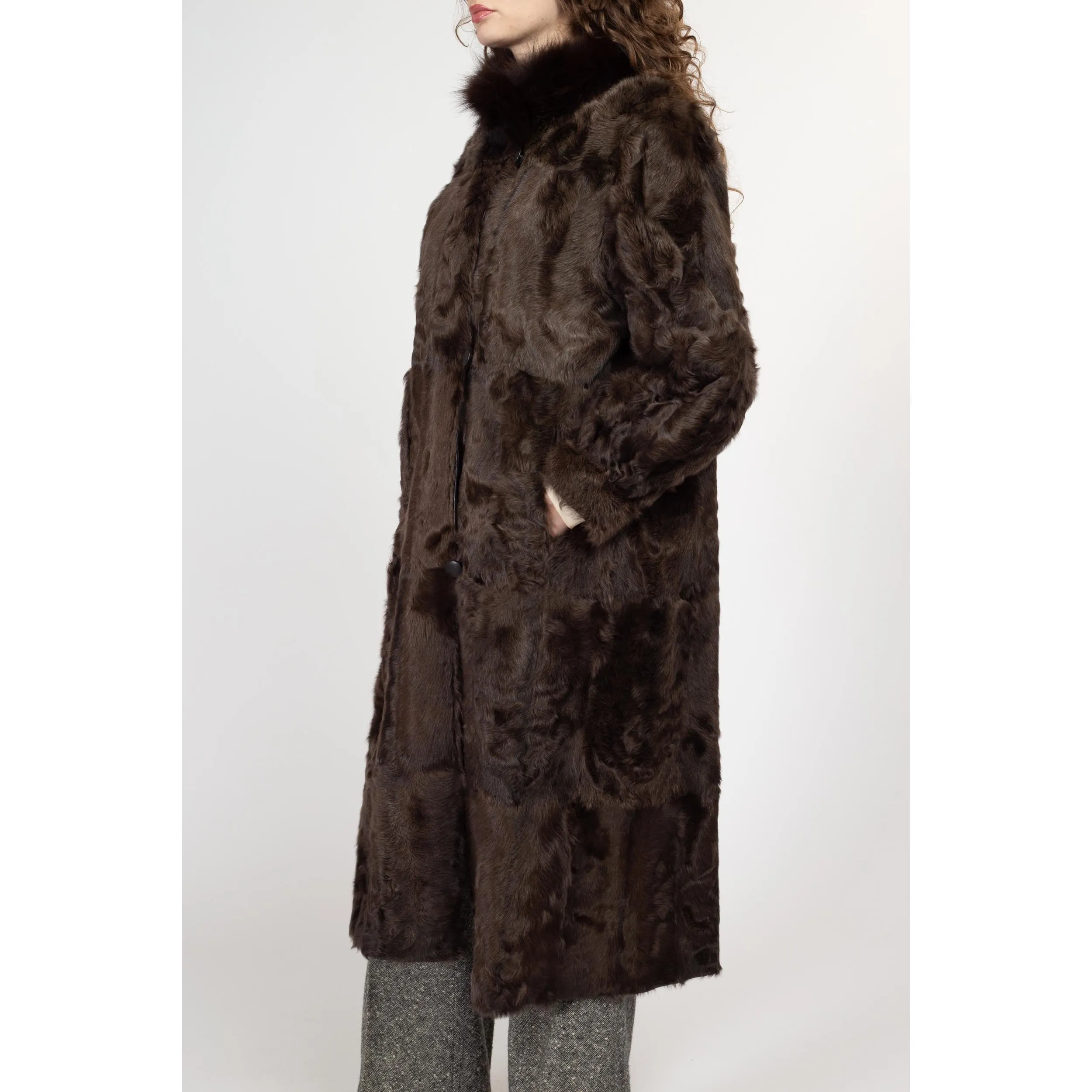Medium 90s Dark Brown Leather & Fur Reversible Coat