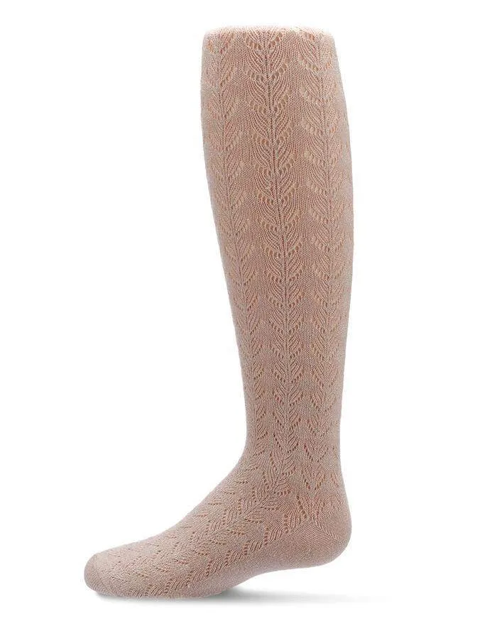 Memoi Shimmer Pointelle Tights Rose Gold
