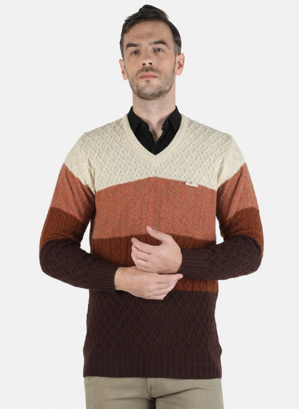 Men Multi color Self Design Pullover