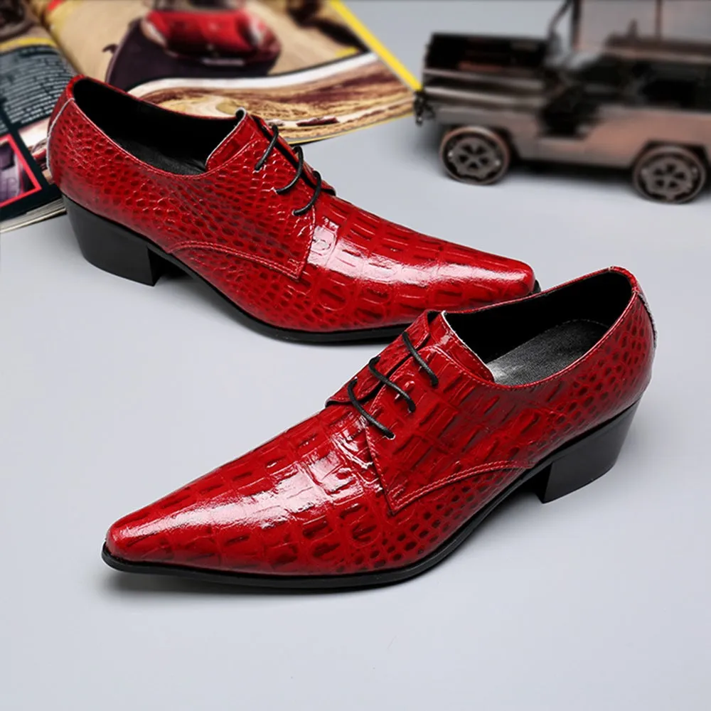 Men Pointed Animal Pattern Oxford Shoes
