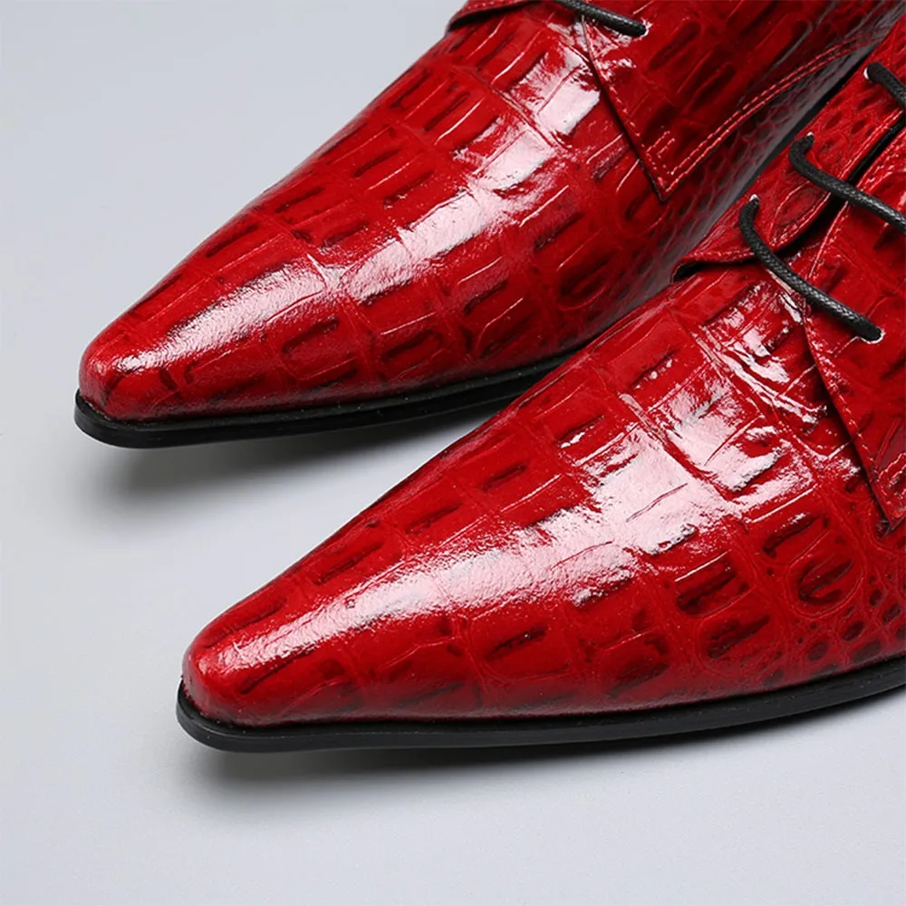 Men Pointed Animal Pattern Oxford Shoes