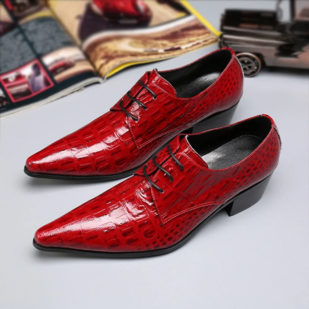 Men Pointed Animal Pattern Oxford Shoes