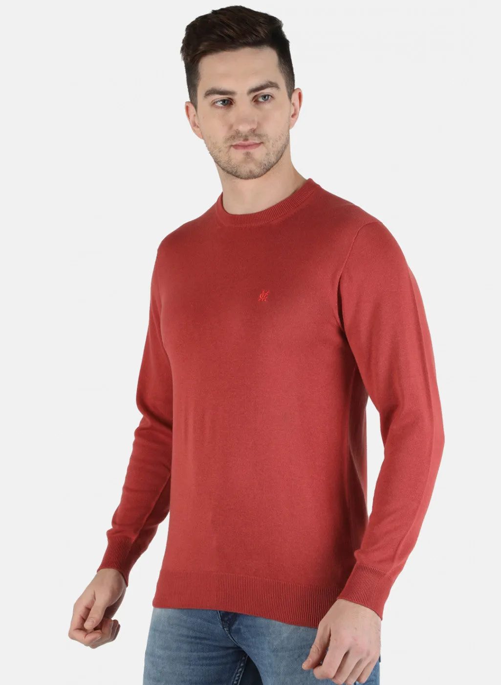 Men Rust Solid Pullover