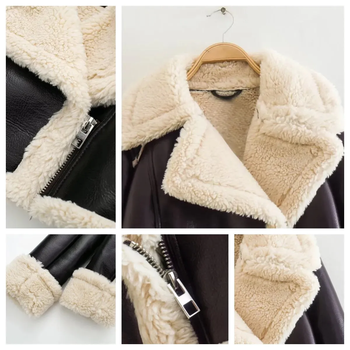Modern Cropped Leather Jacket with Cozy Faux Fur Lining