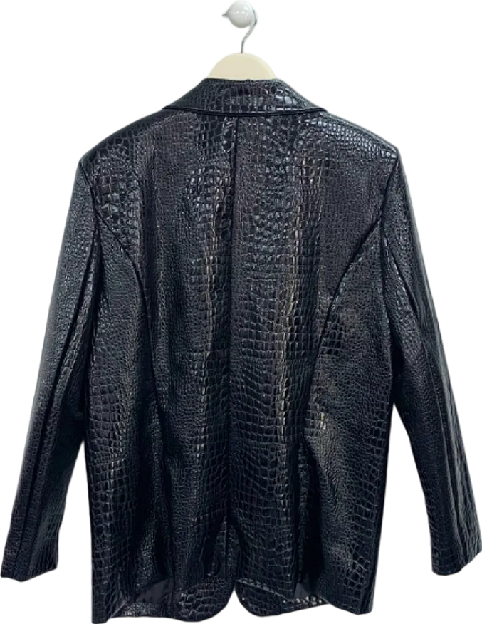 Nasty Gal Black Faux Croc Blazer UK 6