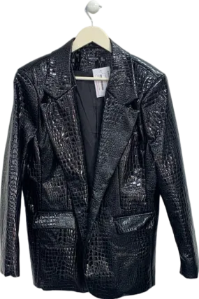 Nasty Gal Black Faux Croc Blazer UK 6