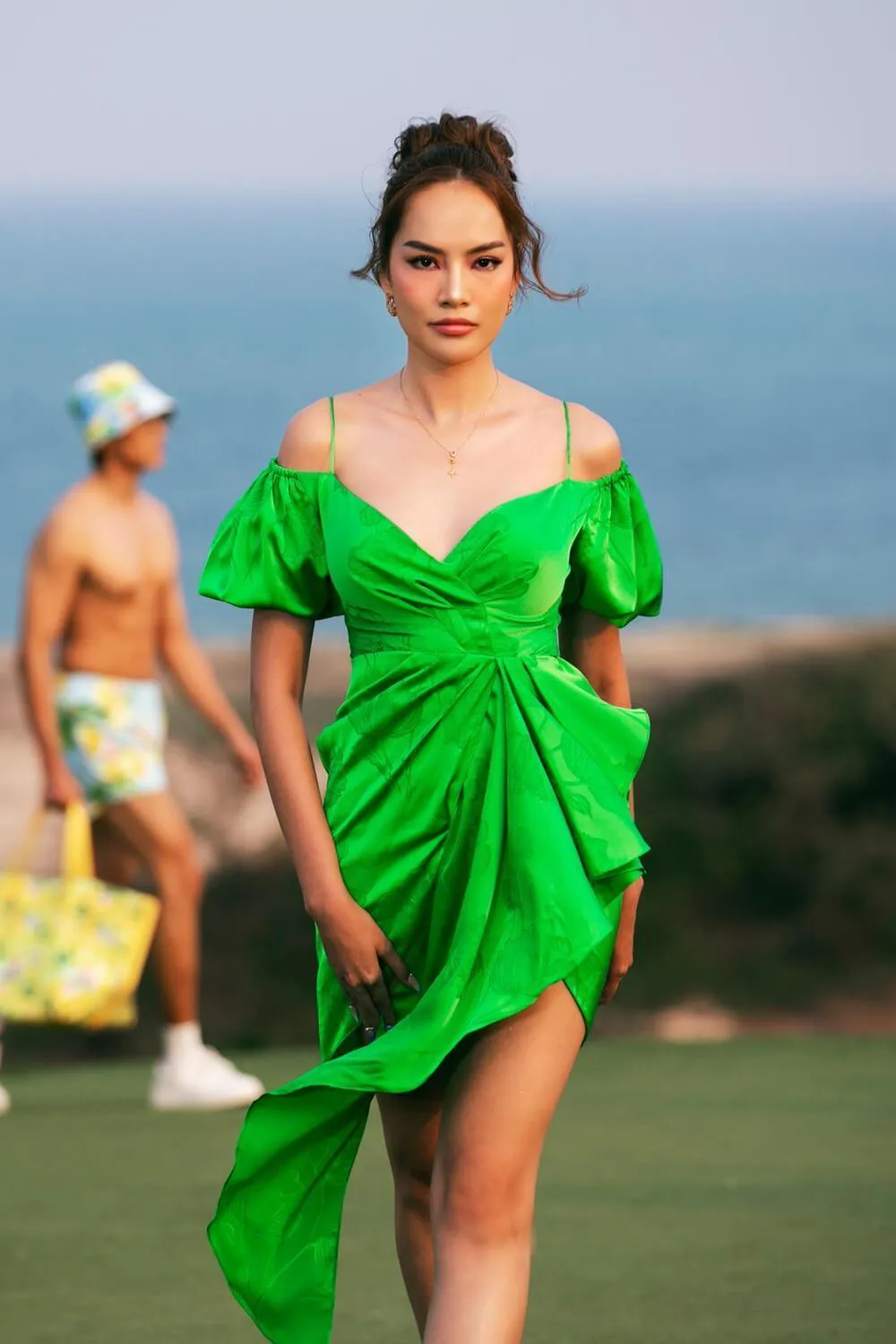 Nevaeh Wrap Ruffled Silk Mini Dress