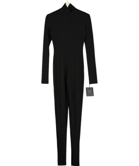 Norma Kamali Black Long Sleeve Turtle Catsuit Footie Jumpsuit UK S