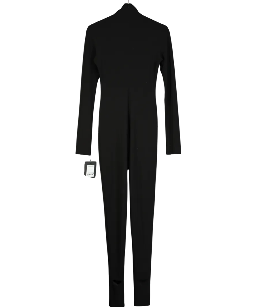 Norma Kamali Black Long Sleeve Turtle Catsuit Footie Jumpsuit UK S
