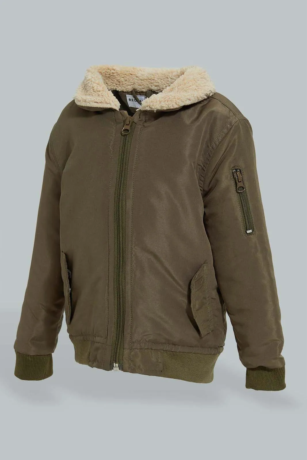 Olive Sherpa Padded Jacket