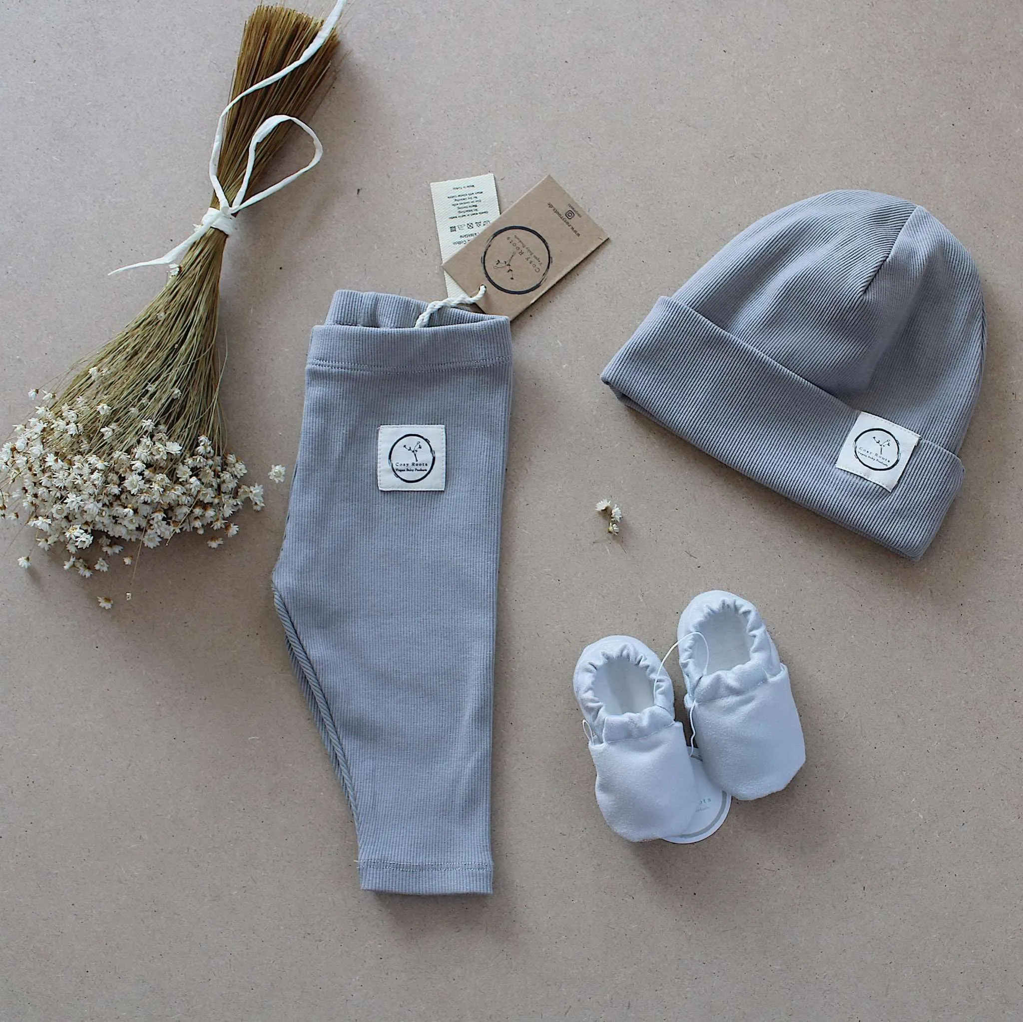 Organic Rib Leggings - Grey