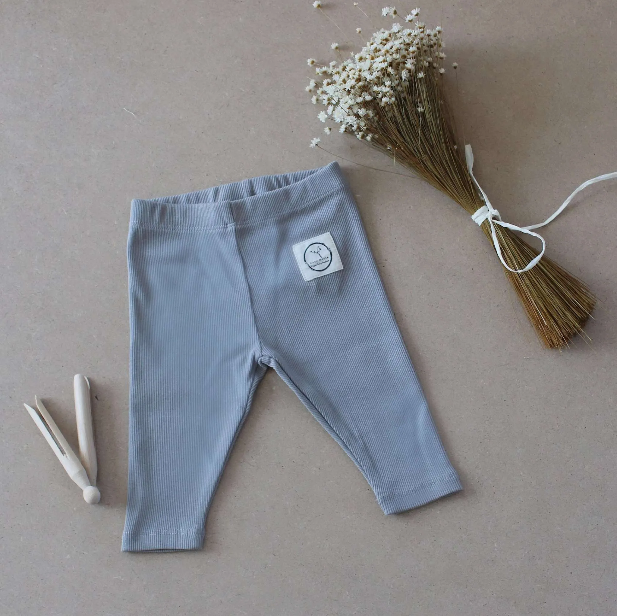 Organic Rib Leggings - Grey