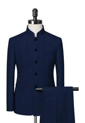 Oxford Blue Mandarin Collar Suit