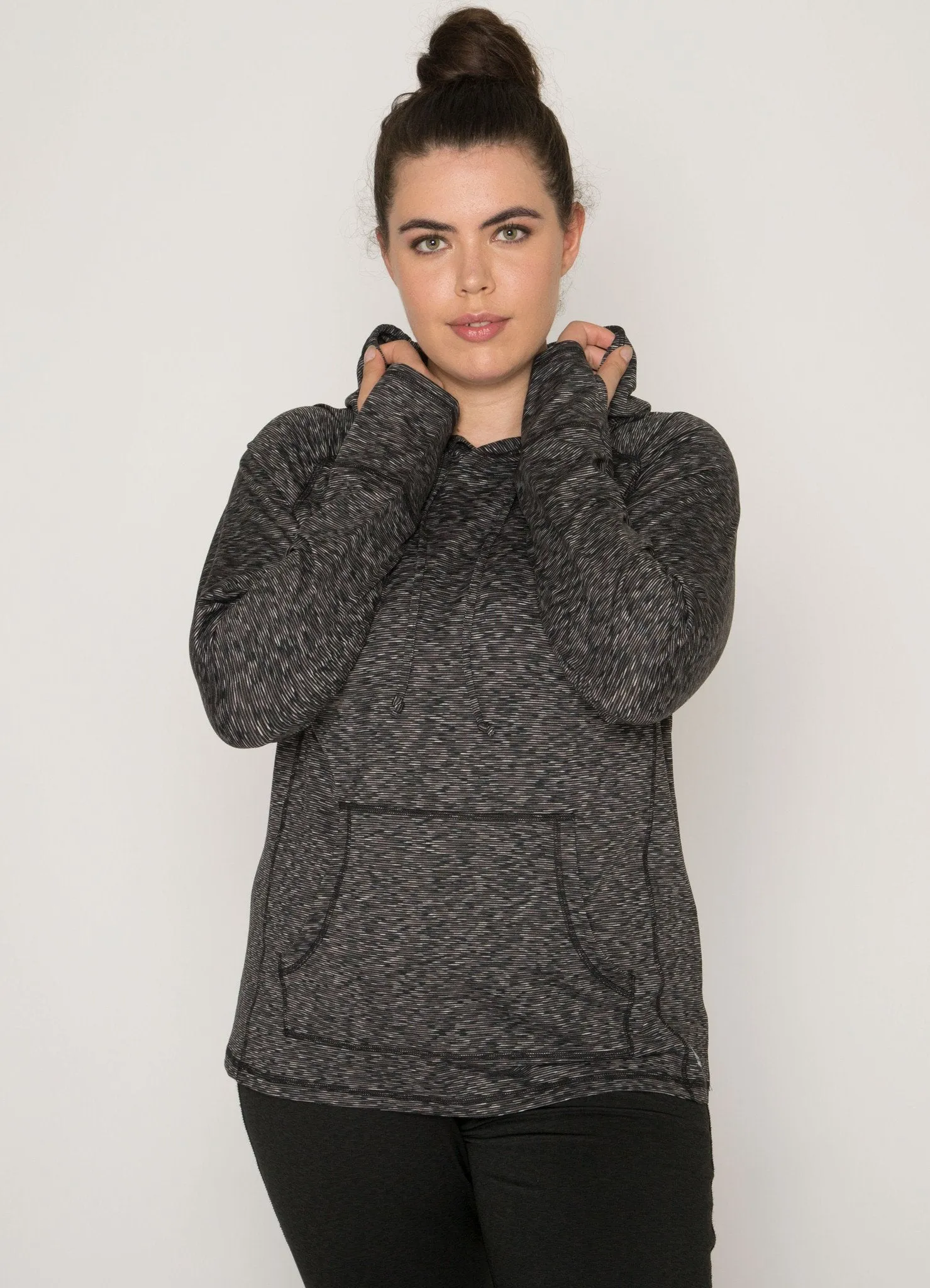 Plus Long Sleeve Space Dye Hoodie