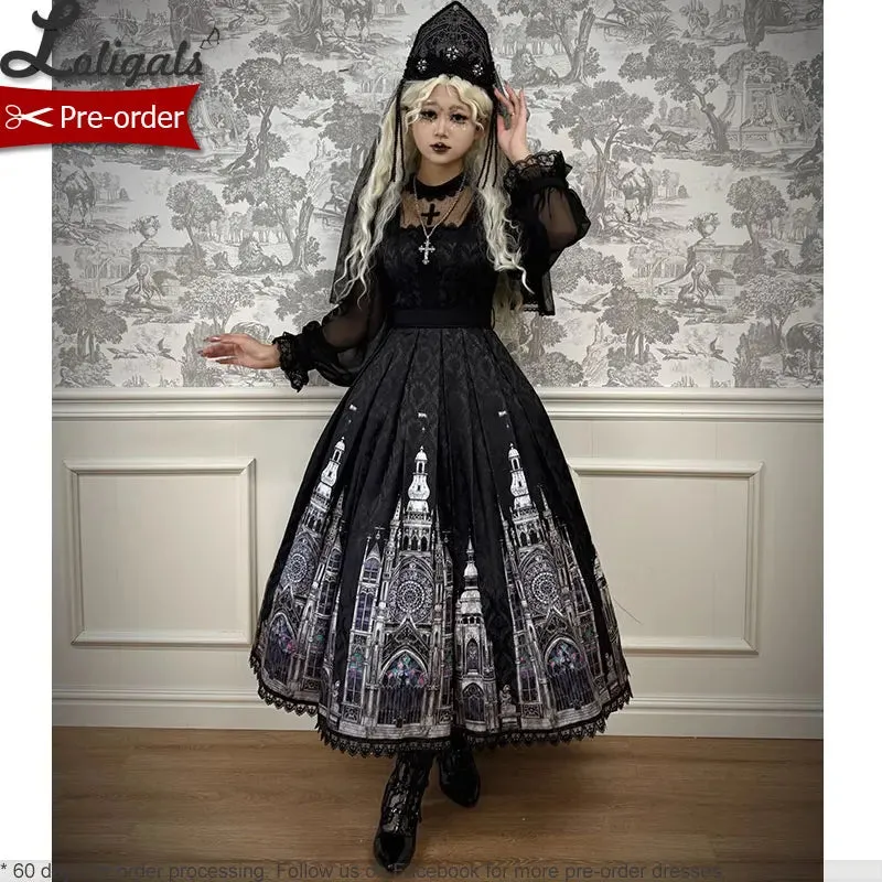 Pre-order Gothic Lolita JSK Dress Vintage Church Printed Sleeveless Midi Party Dress by Alice Girl
