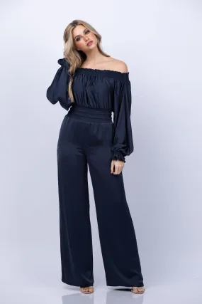Ramy Brook Teagan Off The Shoulder Jumpsuit in Navy