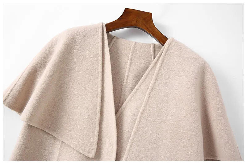 Real Fur Coat Wool Blends Fox Fur Vest Long Trench