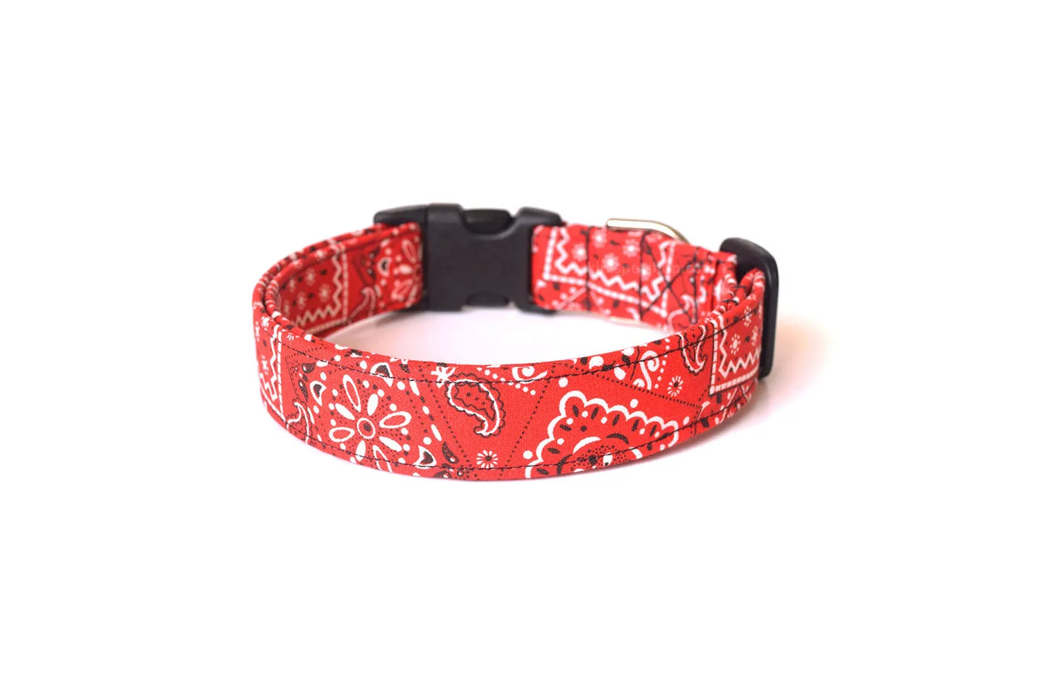 Red Paisley Bandana Print Dog Collar