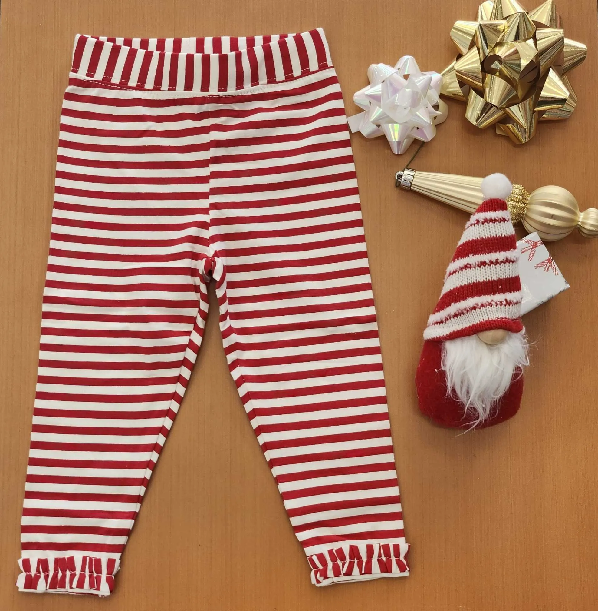 Red Striped Basic Leggings