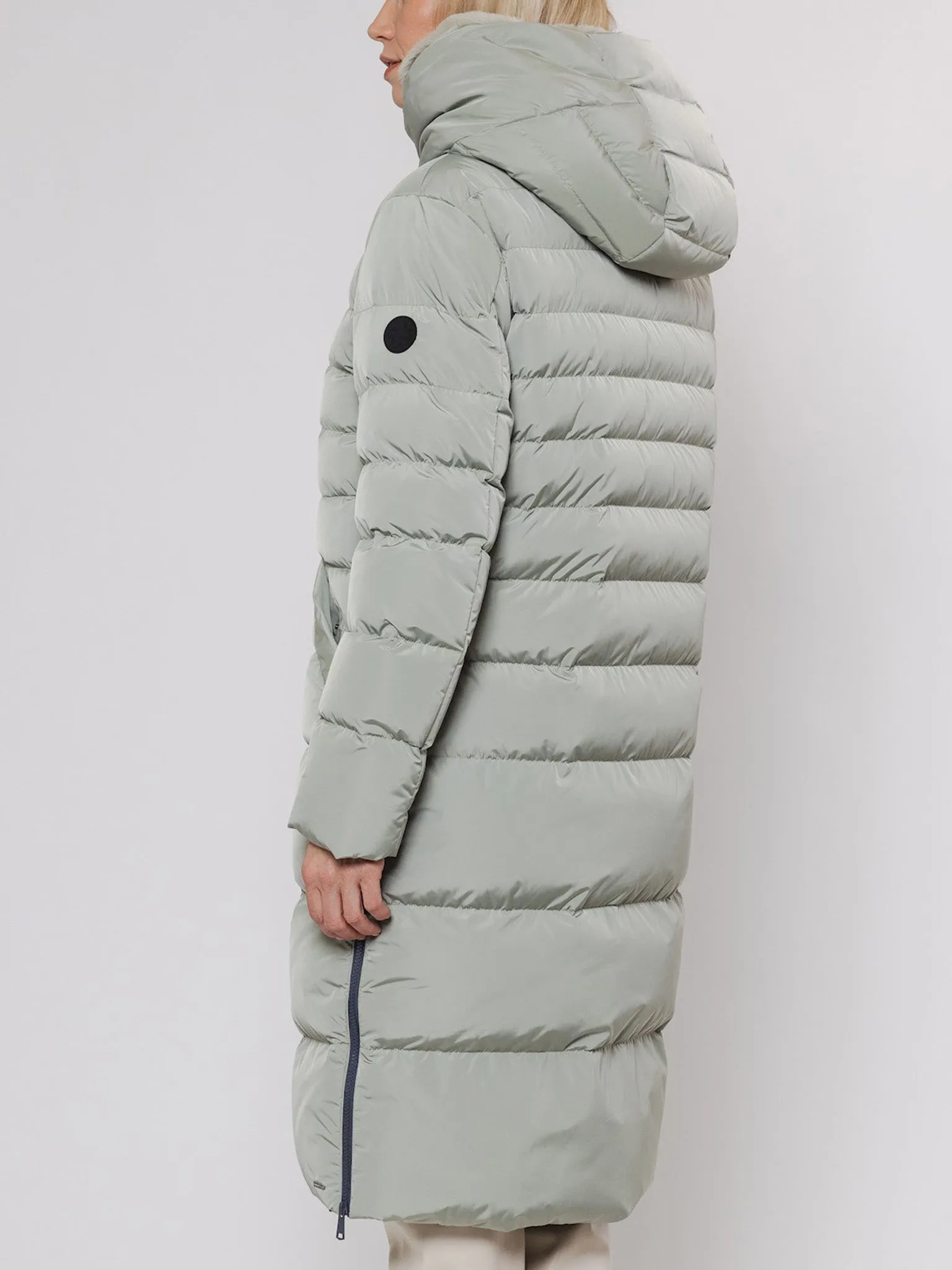 Rino   Pelle KEILA Fur Lined Long Padded Coat - Artichoke