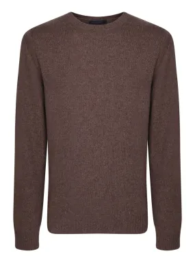 Roundneck brown wool pullover