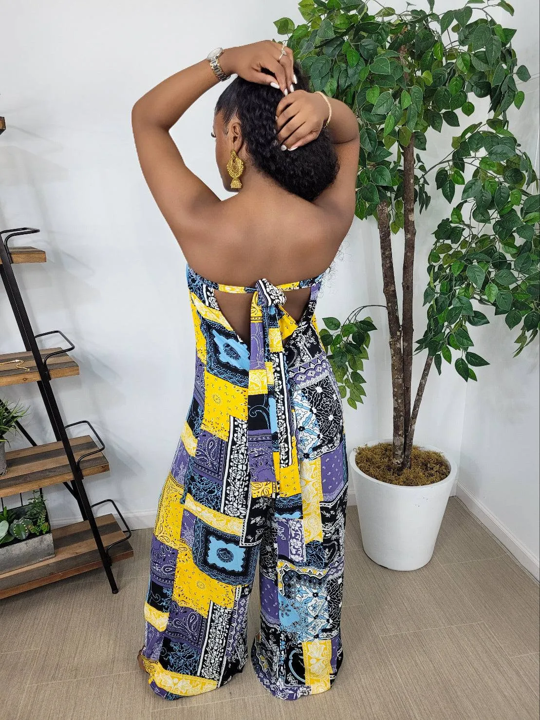Scarf Print Jumpsuit (Multi)