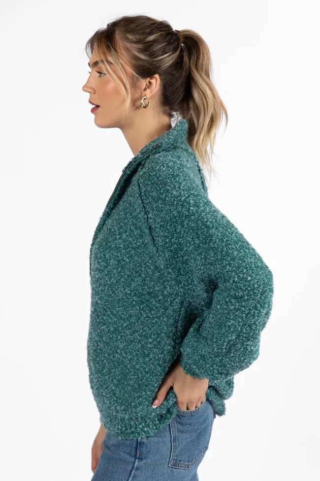 Signature Move Green Fuzzy Quarter Zip Pullover SALE