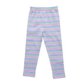 Straight Leggings -Lavender Multi Stripe