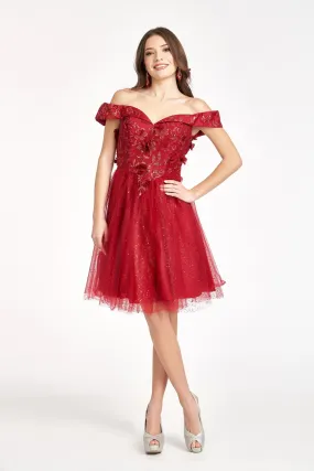 Sweethearted Glitter Mesh Homecoming Dress w/ Corset Back