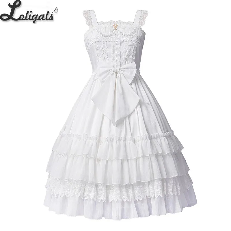 The Queen of Love ~ Elegant White Sleeveless White Lolita Princess Dress with Veil