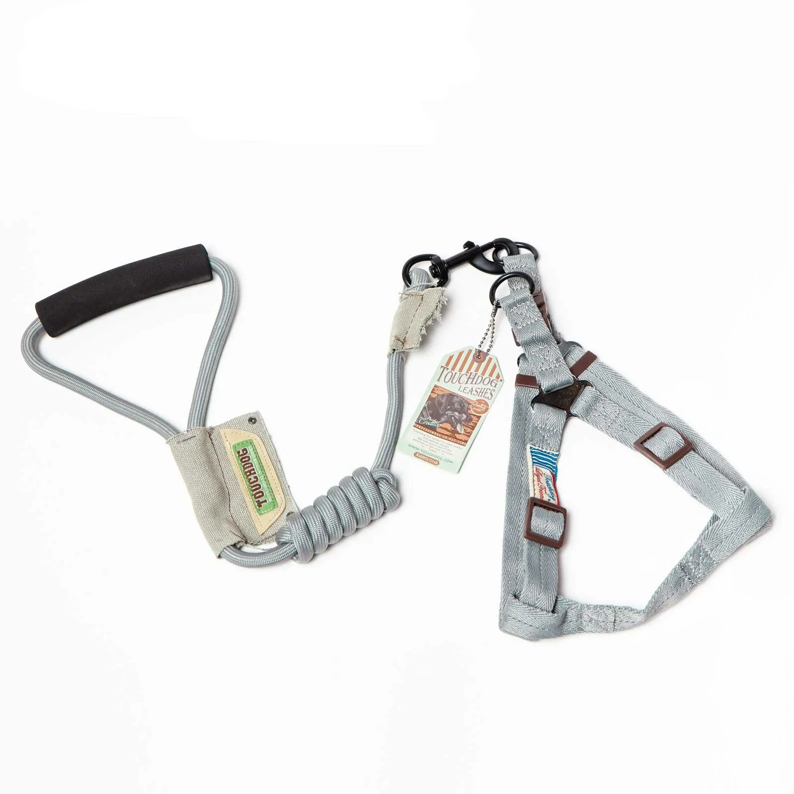 TOUCHDOG Original Round Climbing Rope Dog Leash and Harness (Grey)
