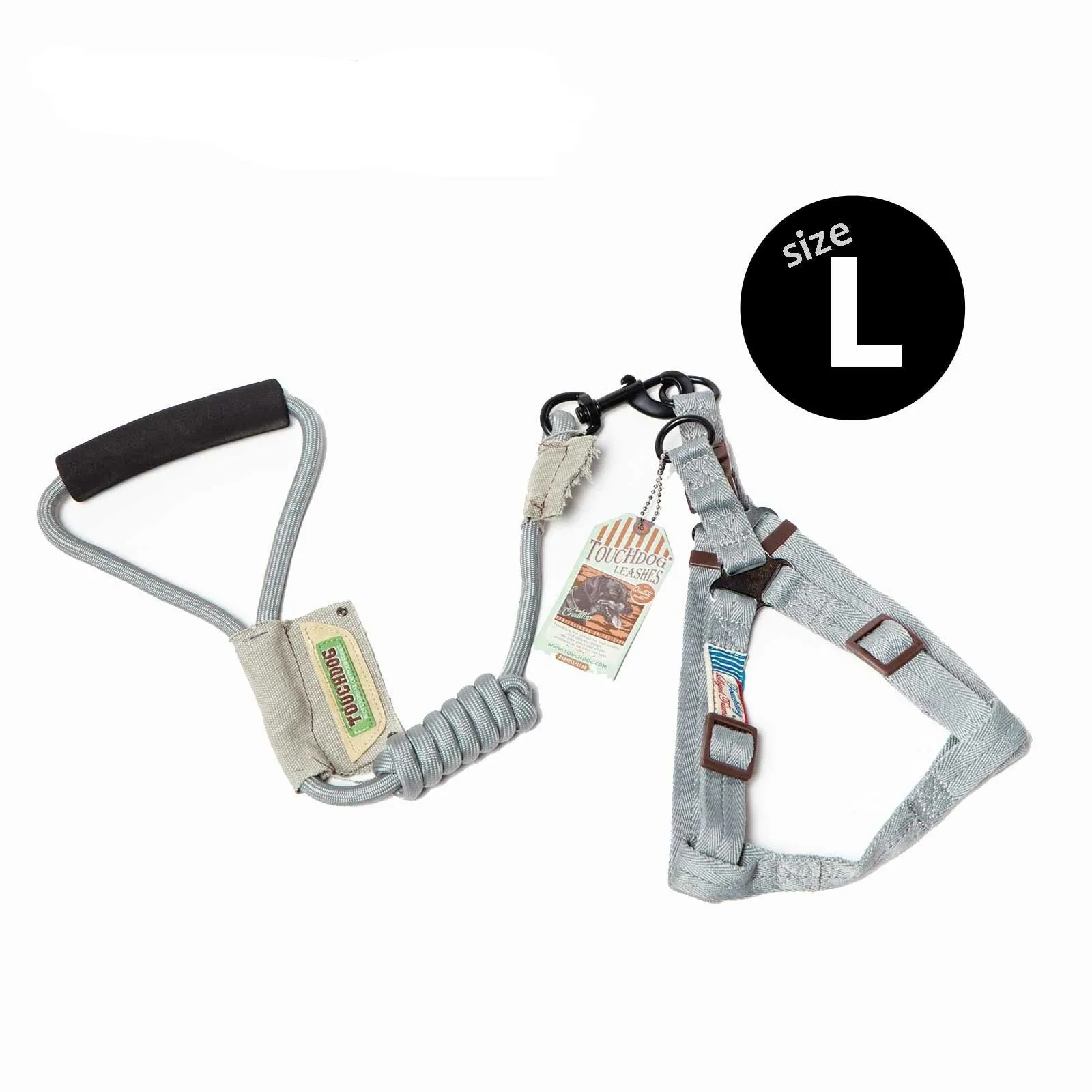 TOUCHDOG Original Round Climbing Rope Dog Leash and Harness (Grey)