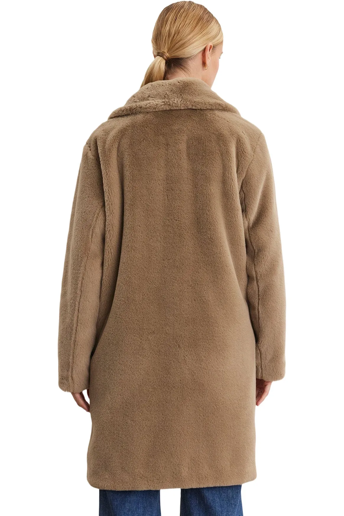 Velvet Evalyn Lux Faux Fur Coat in Cafe