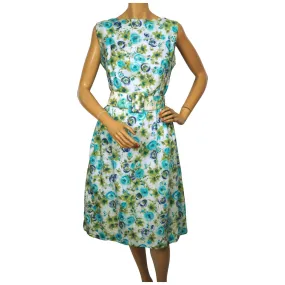 Vintage 1950s Floral Print Cotton Day Dress Henry Allen Montreal Size M