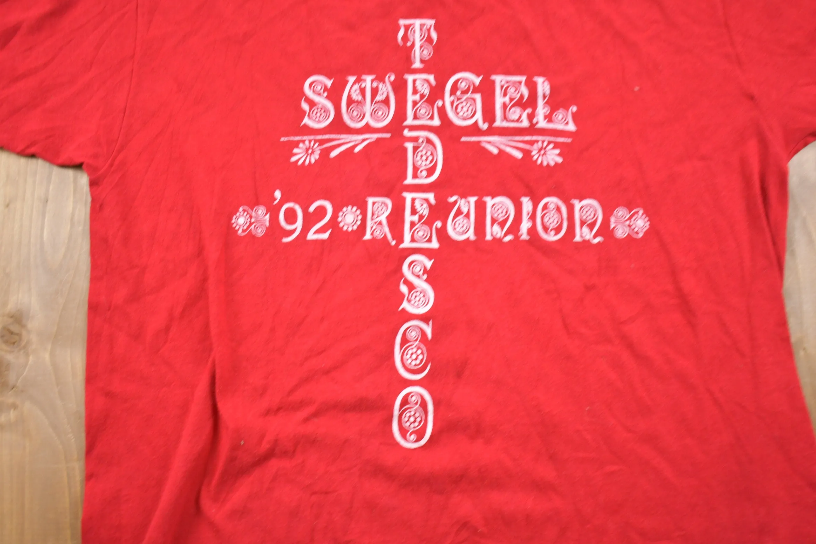 Vintage 1992 Tedesco Swegel Reunion Graphic T-Shirt