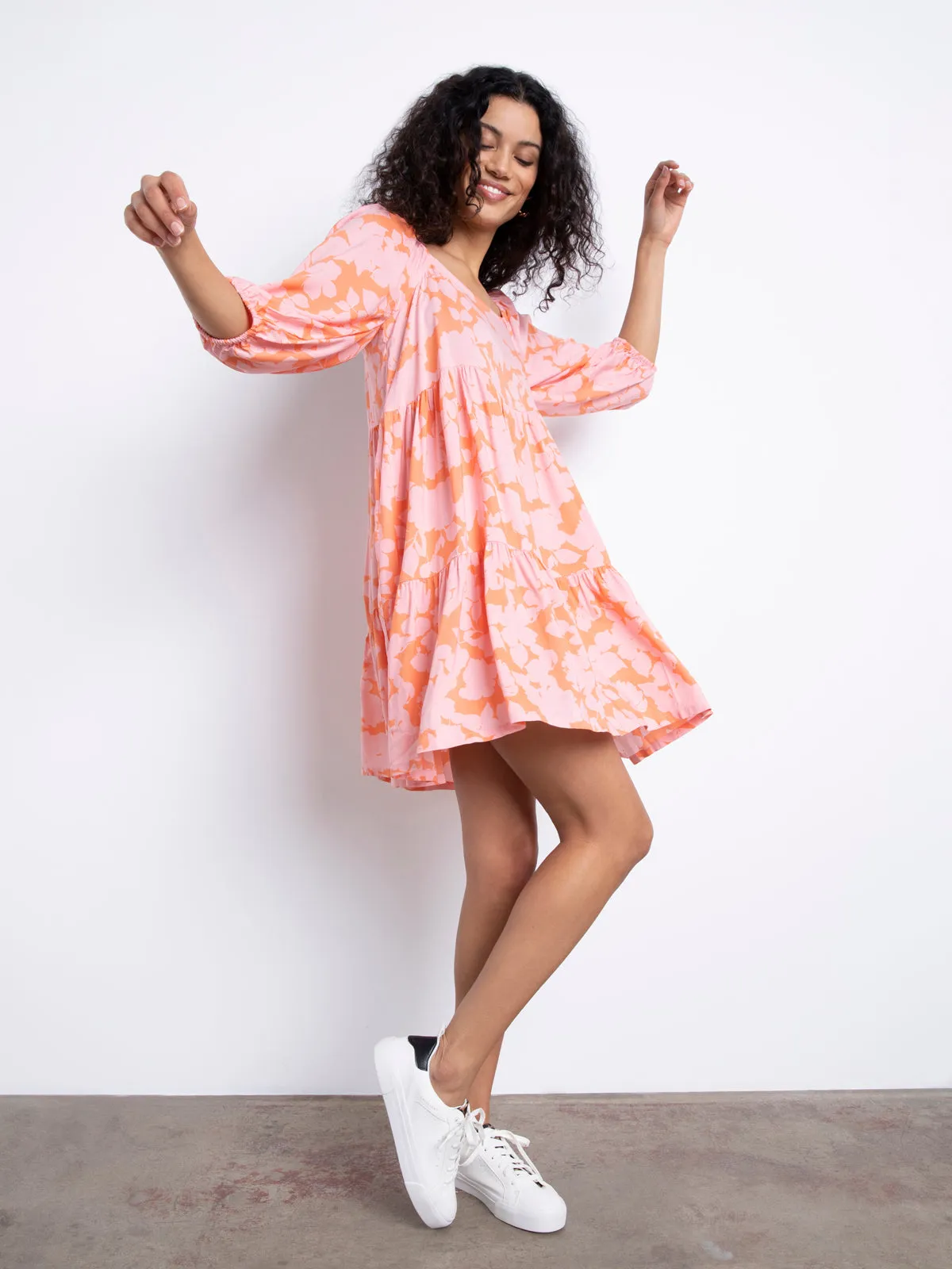 Weekender Babydoll Dress- Melon Field
