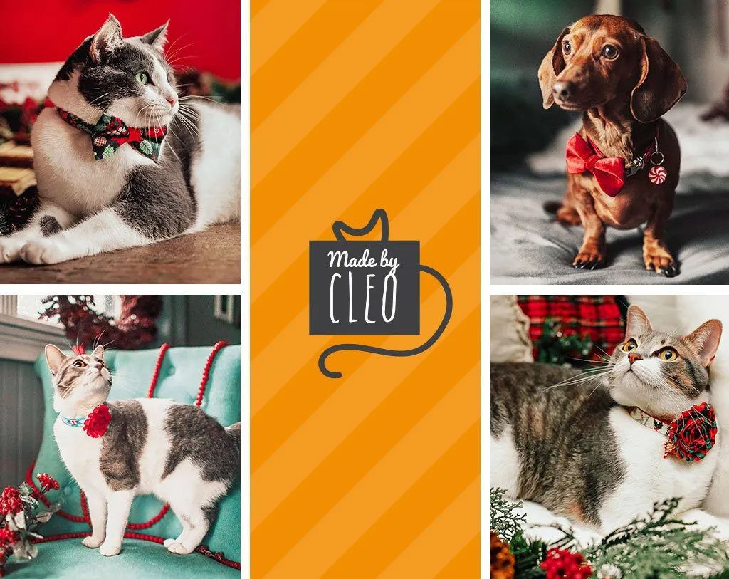 Winter Pet Bow Tie - "Snowfall Elegance Black" - Gold & Black Snowflake - Cat Collar Bow Tie / Kitten Bow Tie / Small Dog Bow Tie - Removable (One Size)