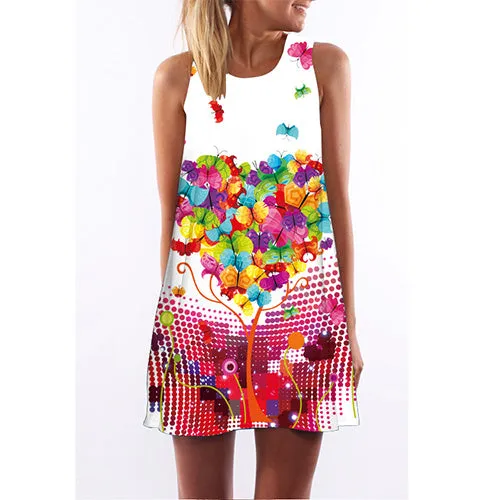 Women Floral Print Chiffon Dress
